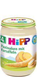 HIPP БИО бебешко зеленчуково пюре  Пащърнак с Картофи 4+ мес. 190 гр.    4170