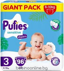  PUFIES SENSITIVE ПЕЛЕНИ 3- Midi (6-10 кг) 96 бр. (BigPack)
