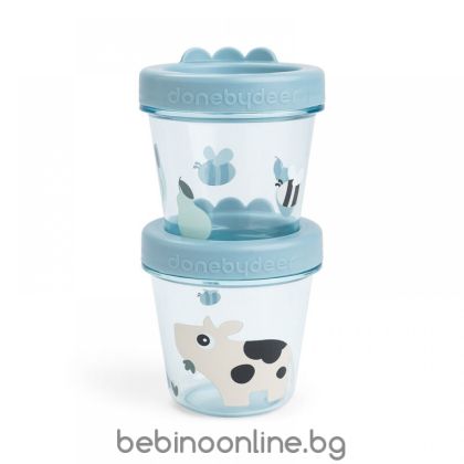 BIBS  Бебешки контейнери за храна Tiny Farm Blue 2 бр./1256122/