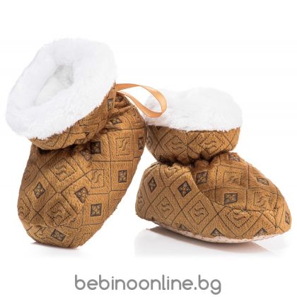 ATTRACTIVE BABY Меки бебешки ботушки -пантофки КАФЯВ Модел:BFU054
