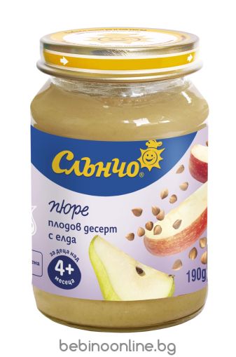 СЛЪНЧО  бебешко пюре готова каша Плодов десерт с елда  4м.+,190гр. 4211