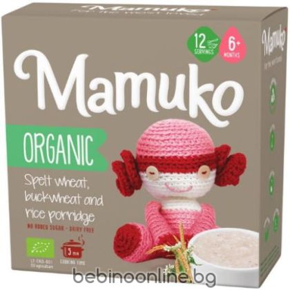 MAMUKO БИО Каша с елда, ориз, спелта 6+мес. 200 г.