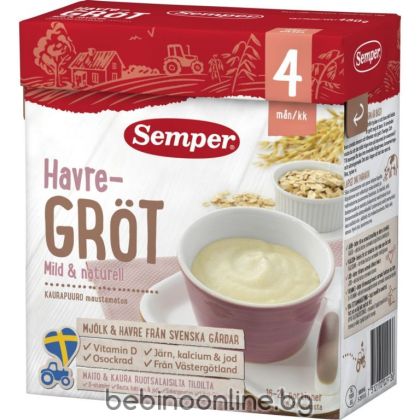 SEMPER  МЛЕЧНА инст.каша  ОВЕС мека и натурална  4+мес.480гр.     2913
