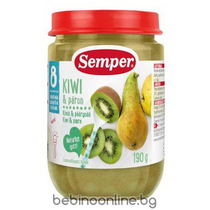 SEMPER бебешко плодово пюре  Круши и Киви 8+ мес. 190 г. 9524