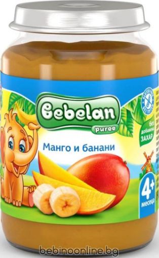 BEBELAN PUREE Бебешко пюре Манго и банани  4+м. 190 г. 1086