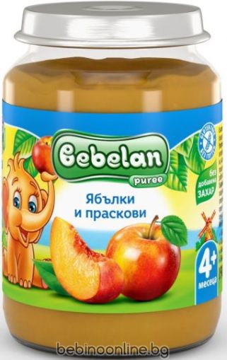 BEBELAN PUREE  Бебешко пюре Ябълки и Праскови  4+ мес.190г.4218
