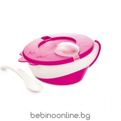 CANPOL Купа с лъжица 350 мл. РОЗОВ 31/406