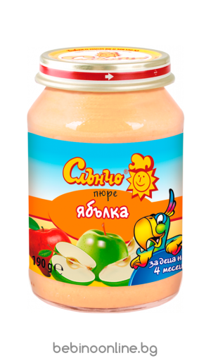 СЛЪНЧО  бебешко плодово пюре ябълка  4м.+ 190гр.    4150