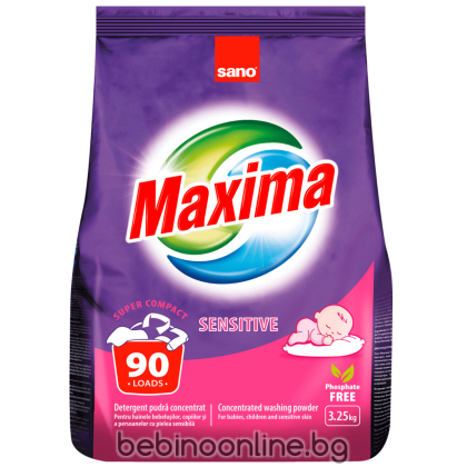 SANO  Maxima Bio Sensitive Прах за пране  3.25 kg./90 пранета/ 