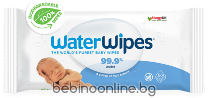 WaterWipes – Бебешки мокри кърпички, 60 бр.