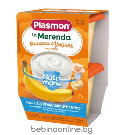 PLASMON Млечен десерт банан и йогурт 6-36м.+ 2х120гр. 3835