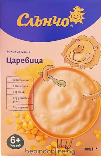 СЛЪНЧО инстантна БЕЗМЛЕЧНА каша ЦАРЕВИЦА 6м. 180г