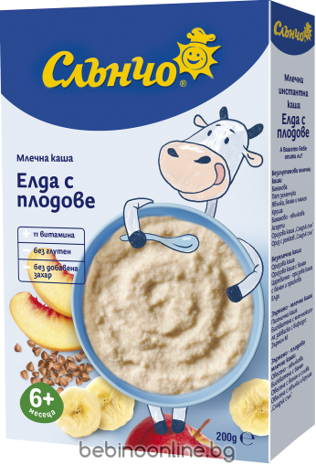 СЛЪНЧО Инстантна МЛЕЧНА каша ЕЛДА С ПЛОДОВЕ 180г.