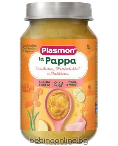  PLASMON Бебешко пюре  Зеленчуци с бебешка паста и свинско месо, 7м+, 200гр.  2724
