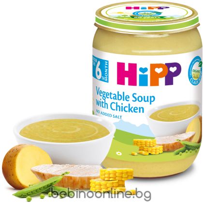 HIPP БИО Бебешко пюре Зеленчукова супа с пиле 6+ мес. 190гр.   7973