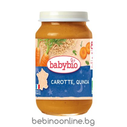 BABYBIO БИО бебешко пюре  Моркови и Киноа 8+ мес. 200 гр.