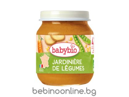 BABYBIO БИО бебешко зеленчуково пюре Градински зеленчуци 4+ м. 130 гр.