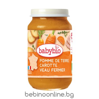 BABYBIO БИО бебешко пюре  Зеленчуци с Телешко месо 8+ мес. 200 гр.