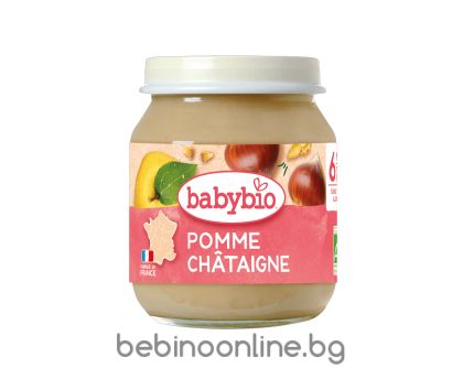 BABYBIO БИО  бебешко плодово пюре с ябълка и кестени 130гр.