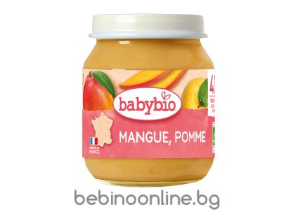 BABYBIO БИО бебешко  Плодово пюре Ябълка и Манго 6м+, 130гр.
