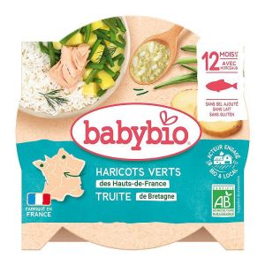 BABYBIO БИО Меню Пъстърва и Зелен фасул 12+ мес. 230 гр.