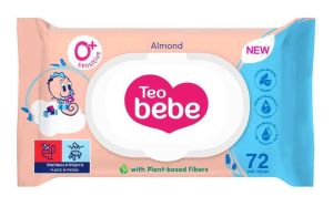 ТЕО БЕБЕ  Мокри кърпи БАДЕМ за чувствителна кожа с капак  72 бр.