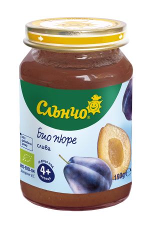 СЛЪНЧО БИО  бебешко плодово пюре слива 4м.+   190гр. 4259