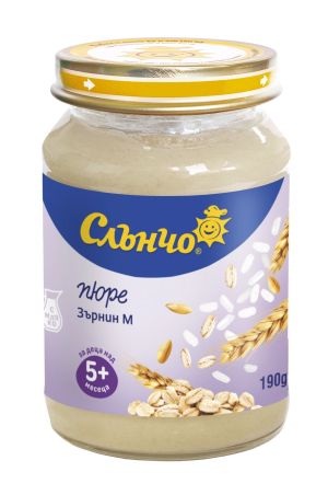 СЛЪНЧО бебешко пюре готова каша  Зърнин М 5м+,190гр.    2637