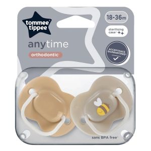 TOMMEE TIPPEE Ортодонтични залъгалки с декорация пчела Tommee Tippee Anytime 18–36 м – 2 бр, кафяв/беж Код: TT.0283