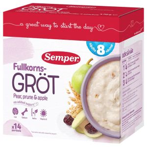 SEMPER МЛЕЧНА инст.пълнозърнеста каша със сини сливи и круши 8+ мес.480гр.    6931