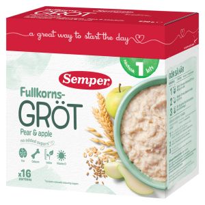 SEMPER  МЛЕЧНА инст.пълнозърнеста  каша с ябълки и круши  12+мес.530 гр.  2920