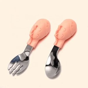 SEVI BEBE  К-кт лъжичка и виличка със силиконова дръжка + кутийка ЖИРАФ BR36