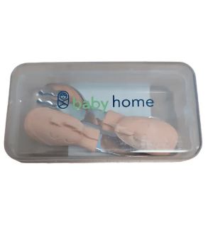 SEVI BEBE  К-кт лъжичка и виличка със силиконова дръжка + кутийка ЖИРАФ BR36