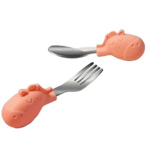 SEVI BEBE  К-кт лъжичка и виличка със силиконова дръжка + кутийка ЖИРАФ BR36