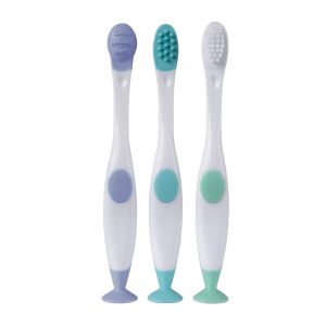 PLAYGRO Комплект грижа за устата Gentle Touch от 3 вида бебешки четки за орална хигиена, 6м+Код: PG.0851