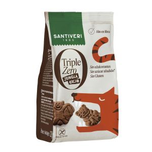 SANTIVERI Triple Zero Детски бисквити Джунгла с КАКАО  (без глутен, добавена захар и подсладители) - 120г