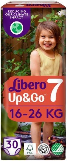   Libero Up&Go -Еднократни пелени-гащички, Размер 7(16-26 кг.), 30 бр./пак.
