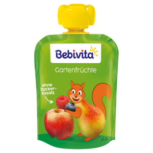 BEBIVITA  плодова закуска ПАУЧ  градински плодове със желязо 12м+ 90 г.  19083