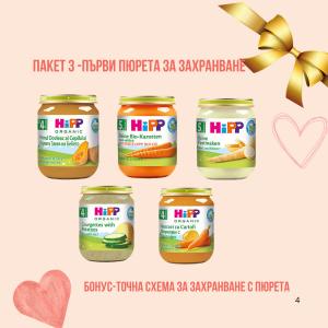 КОМПЛЕКТ 3-ПЪРВИ ПЮРЕТА ЗА ЗАХРАНВАНЕ/HIPP/