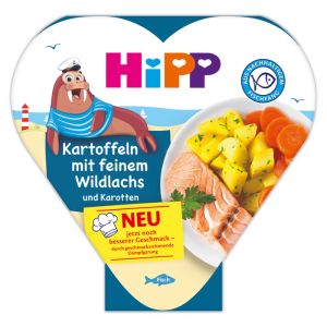 HIPP  БИО БЕБЕШКО МЕНЮ Картофи със сьомга и моркови 12м.+ 250 гр. в купичка  8655