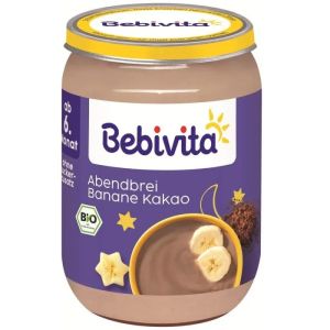 BEBIVITA БИО Бебешко пюре млечна каша "Лека нощ" грис с банан и какао 190г.  14602