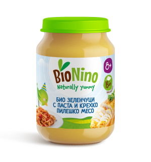 BIO NINO  Био  бебешко пюре Зеленчуци с паста и крехко пилешко месо 8м+ 190гр.   2331