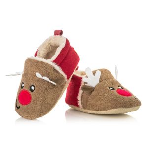 ATTRACTIVE BABY Меки Коледни бебешки буйки -пантофки с еленче  Модел:BFU047