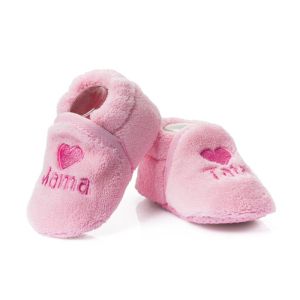 ATTRACTIVE BABY Меки бебешки буйки -пантофки МАМА/ТАТЕ РОЗОВ Модел:BFU008