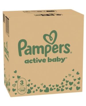 Pampers Active baby -Еднократни пелени, Размер 3(6-10кг), 208 бр./КАШОН