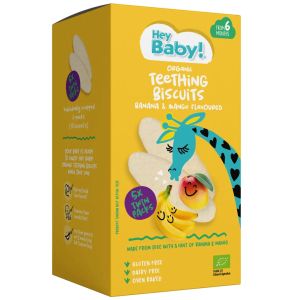 HEY BABY Био бисквитки бебешки БАНАН и МАНГО 6+мес. 5 x 4.2гр.