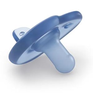 AVENT Soothie ортодонтски силиконови залъгалки за новородени  2 бр.(0+ м), сини, в кутия за стерилизиране 0670.001