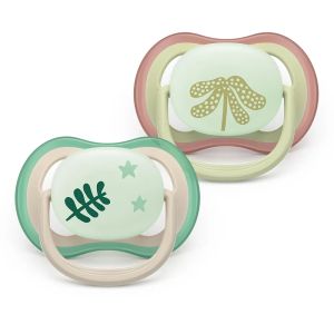 AVENT Ultra Air NightTime,ортодонтски силиконови залъгалки 6-18м.,пастелни неутрални ,в кутия за стерилизиране0661.001