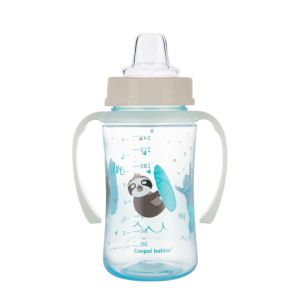 CANPOL  Тренировъчна чашка със светещи дръжки PP EasyStart 240 мл Екзотични животни код: 35/208/синя,розова/
