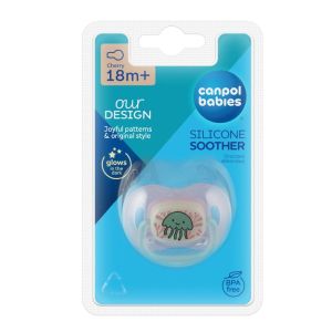 CANPOL  силиконова залъгалка тип черешка Love&Sea, 18м.+Код: 34/902/розова,синя/